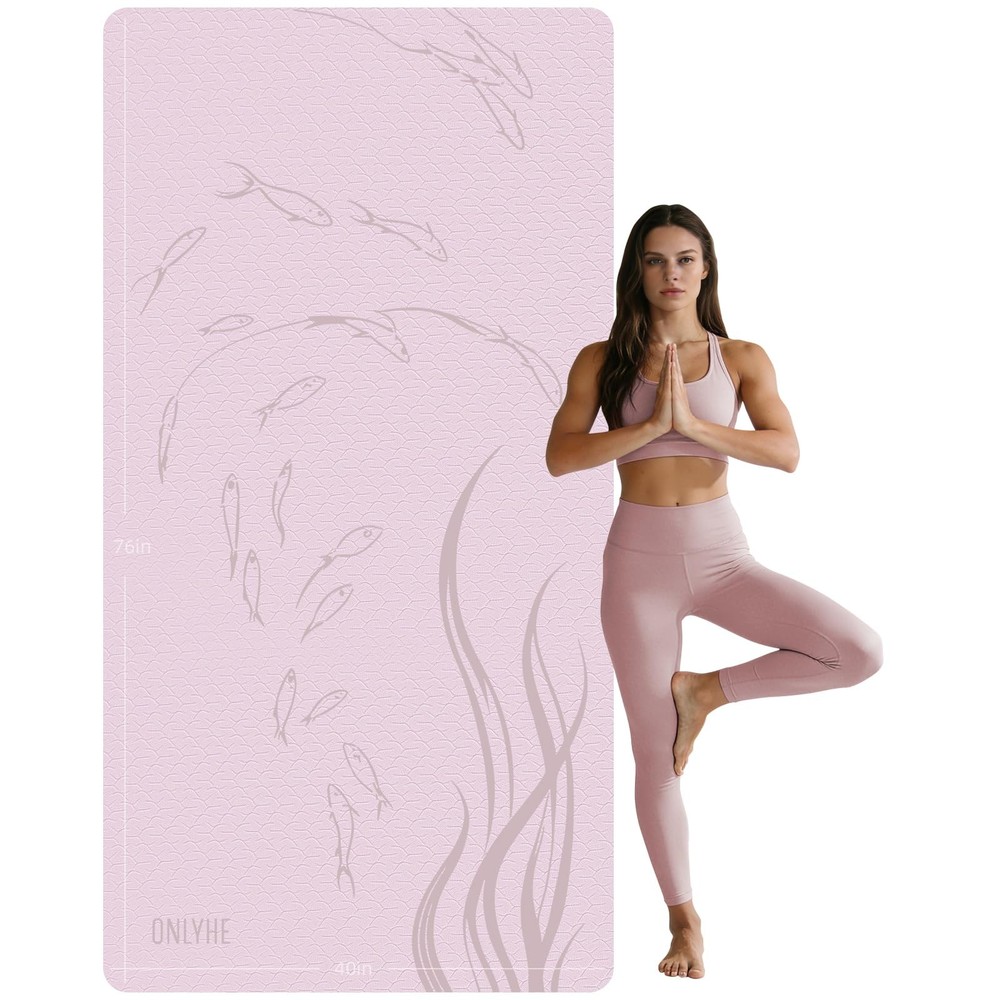 Extra Wide Thick Yoga Mat for Women and Men 76″x 40″x 10mm TPE Exercise Mat, …