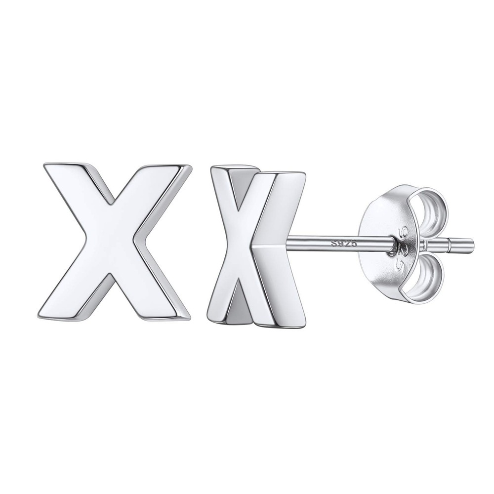 925 Sterling Silver Trendy Initial Earrings for Women, Yellow Gold/Rose Gold …