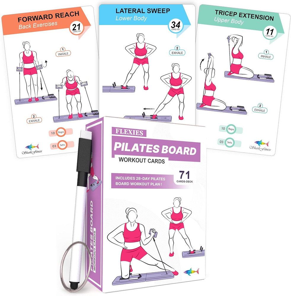Pilates Board Workout Cards | 71 Reformer Board Exercise Cards with Postures,…