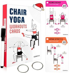Chair Yoga Workouts Women-58 Exercise Cards W/ Chair Yoga，ncludes 4-Week