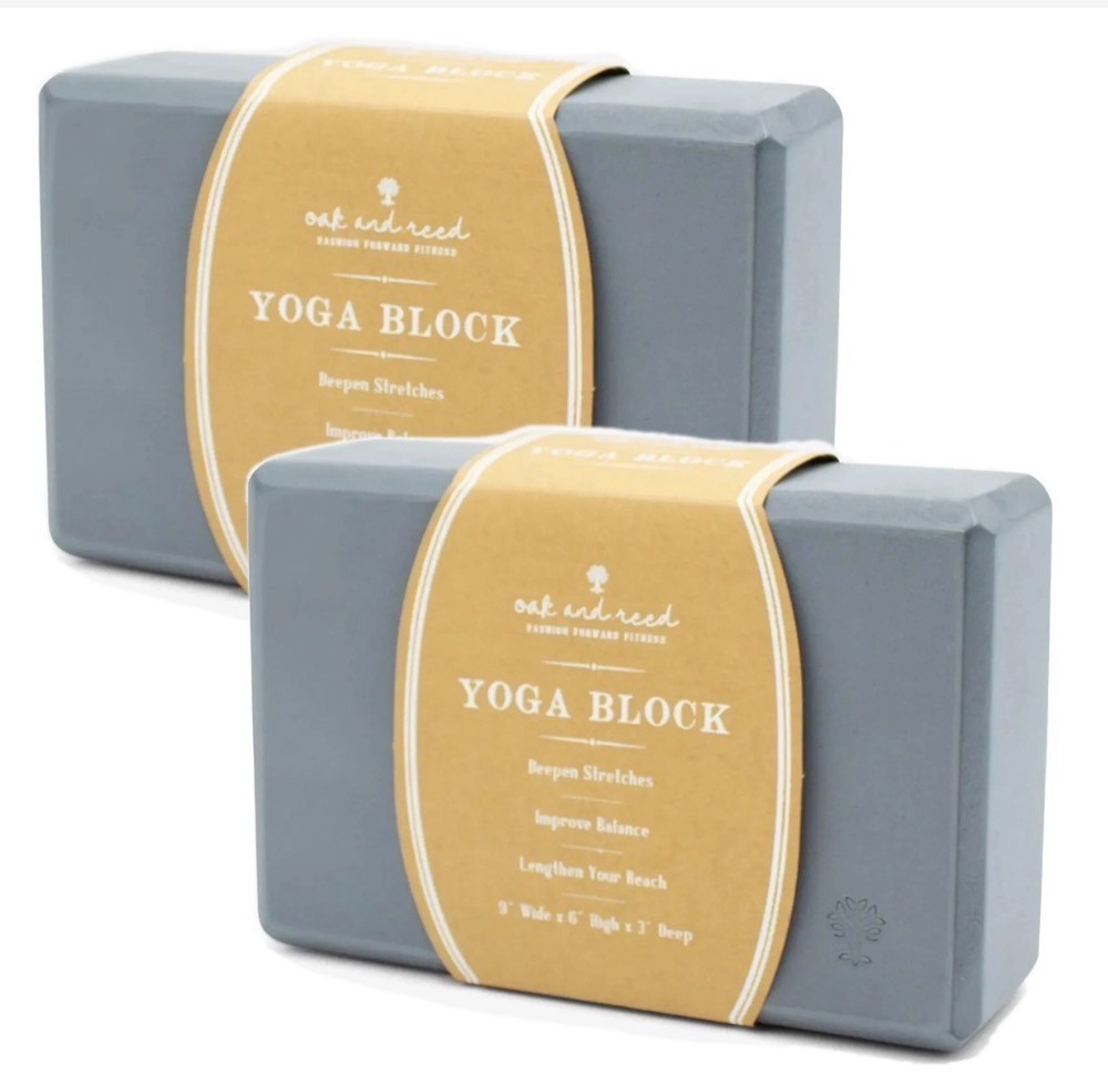 Oak & Reed 2 Pack Form + Function Yoga Foam Block 9″ x 6″ x 3″ Gray