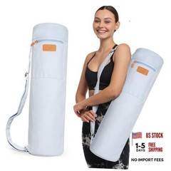 Canvas Yoga Mat Bag for Women & Medium: Up to 1/4″ (6mm) Thick Mats Light Blue