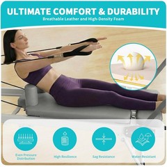 Pilates Reformer Foldable Machine w/ 5 Adjustable Resistance Spring Up to 550LBS