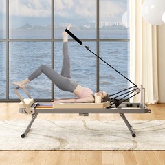 330lbs Foldable Pilates Reformer Machine w High Strength Alloy Springs for Home
