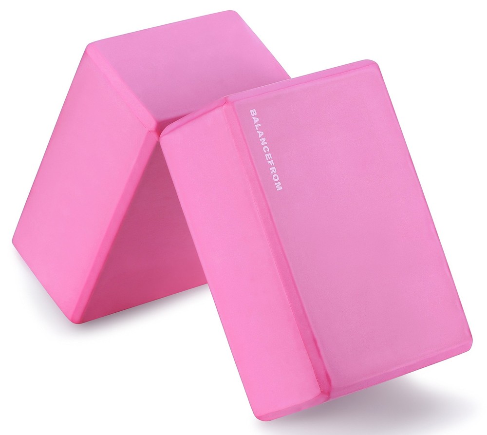Set of 2 High Density Yoga Blocks, 9″x6″x4″ Each, Pair (Pink)