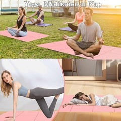 Black TPE Non-Slip Foldable Exercise Mat, 1/4″ Thick, Perfect for Pilates, Ou…