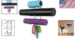 Yoga Mat Wall Mount Rack – 3 Hooks for Straps & Bands – Modern Home Gym Style
