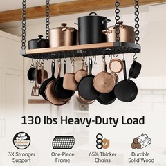 KES 48 Inch Large Hanging Pot Rack Ceiling Mount with 130Lb High-Capacity, Ceili