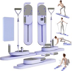Portable Pilates Core Trainer Sliding Board w/ Resistance Bands Home Gym