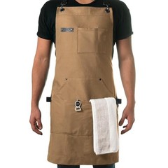 Chef and BBQ Apron with Bottle Opener and Hand Towel – 10oz Cotton Canvas, Tan