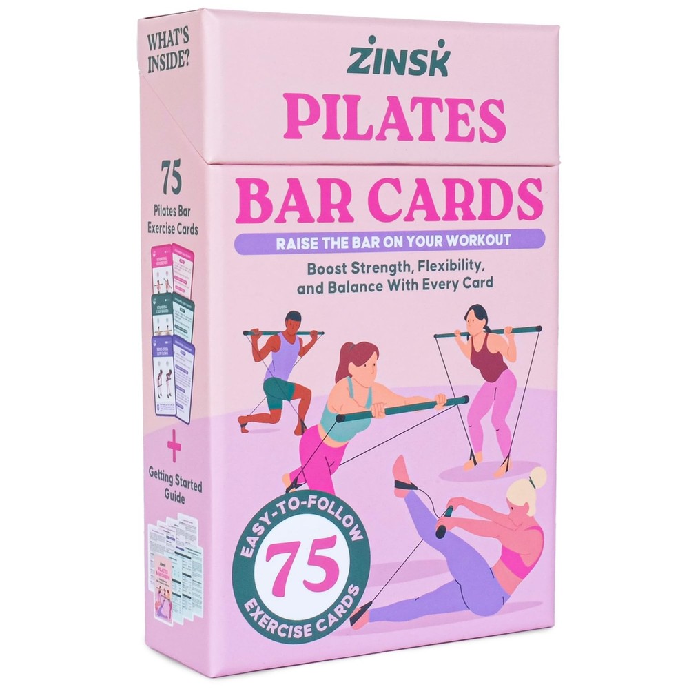 Zinsk 75 Pilates Bar Exercise Cards – Create Home Workouts that Sculpt and