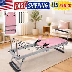 Pilates Reformer Machine, Foldable Pilates Equipment with Adjustable Resistance