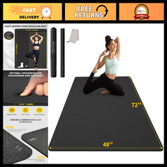 Extra Wide Yoga Mat 6’x4′ – Thick TPE Fitness Mat for Home Gym, Pilates & Workou