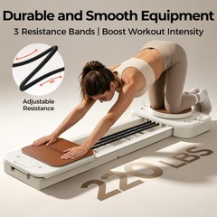 Pilates Reformer Machine w Extended Slide Rail,Full Body Core Training Equipment