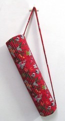 Indian Red Kantha Paradise Yoga Mat Carrier Bag Mandala Large Shoulder Strap