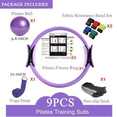 YXILEE Pilates Ring Circle Set – Workout at Home Equipment Purple