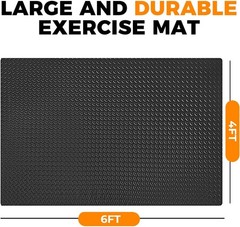 4x6ft Gym Floor Mat 10mm Thick – Large TPE/NPE Foam 4ft x 6ft x 10mm, black