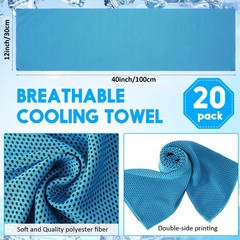 Redbaker 20 Pack Cooling Towel for Neck and Face Hot Large, Light Blue