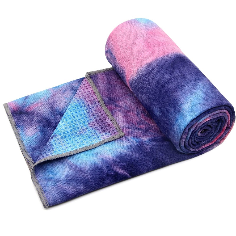 Eunzel Yoga Towel,Hot Mat Towel with Grip Dots 72″ x 24″, Purple & Blue