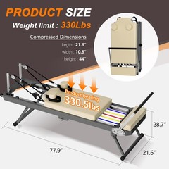 Foldable Pilates Reformer Machine – Home Gym Exercise Equipment