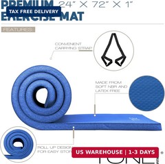 Tone Fitness 1-Inch Thick Yoga Mat | High-Density, Non-slip Exercise Mat with Ca