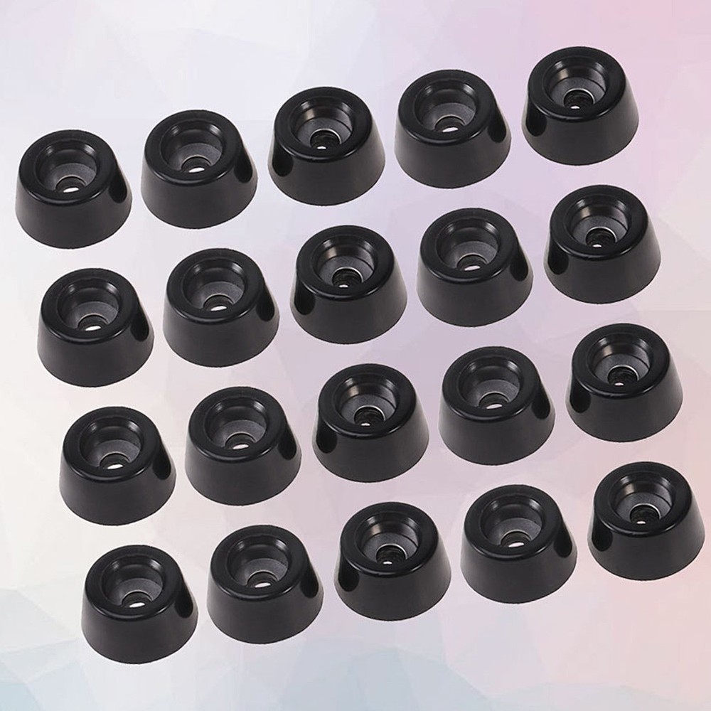 20Pcs Durable Silicone Chair Leg Covers Round Shape Table Feet Caps Black