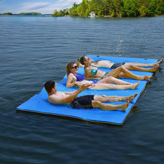 Floating Water Pad, 9/18 FT X 6 FT Water Foam Mat with Rolling Pillow, 3-Layer F