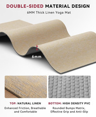 Extra Large Yoga Mat (84”X30”) – 1/4” Thick Durable Natural Linen, Non-Slip &