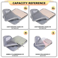 4 Set Ultralight Compression Packing Cubes Travel for Suitcases ，Compress