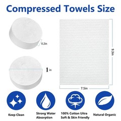 100 PCS Compressed Towels, Compressed Cotton Hand Wipe, Camping Towel, Dispos…