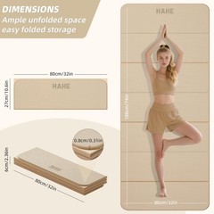 Foldable Yoga Mat, 74″Lx32″Wx1/3″Thick, Folding Exercise Mat, Non-slip Wide P…