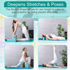 18 Pcs Yoga Blocks and Strap Set Include 12 EVA Foam Yoga Blocks Bulk 9″X6″X3″ w