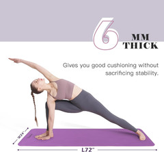 Yoga Mat Non Slip, Pilates Fitness Mats, Eco Friendly, Anti-Tear 1/4″ Thick Yoga