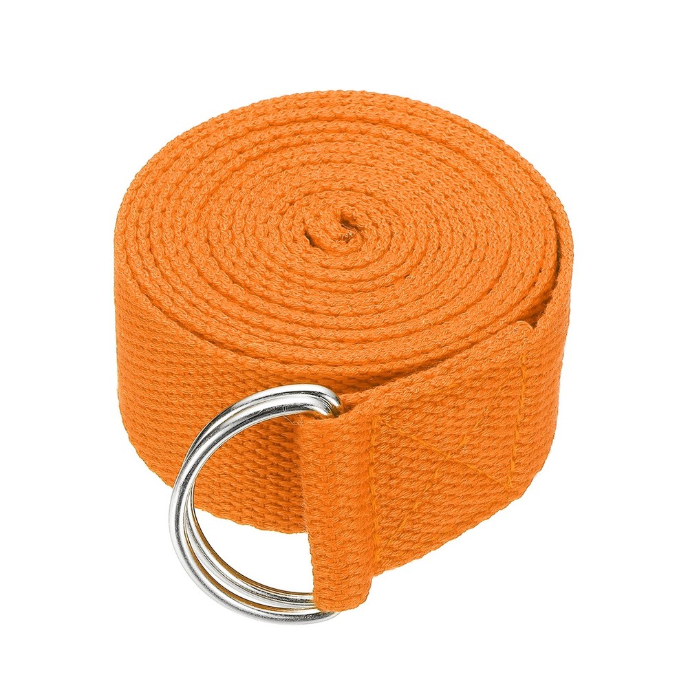 Yoga Strap with Adjustable Metal D Ring Buckle, 8.2ft & Orange