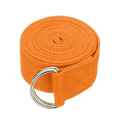 Yoga Strap with Adjustable Metal D Ring Buckle, 8.2ft & Orange
