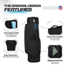 Yoga Mat Bag with Adjustable Strap – Large Pilates Bag Yoga Bag for Mats Bloc…