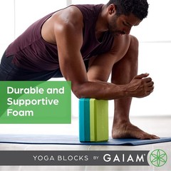 Gaiam Yoga Block, Non-Slip EVA Foam Supportive Fitness Block with Beveled Edges