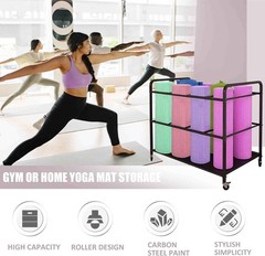 Yoga Mat Storage Rack with Wheels – 80×50×70 cm Multi-Purpose Organizer