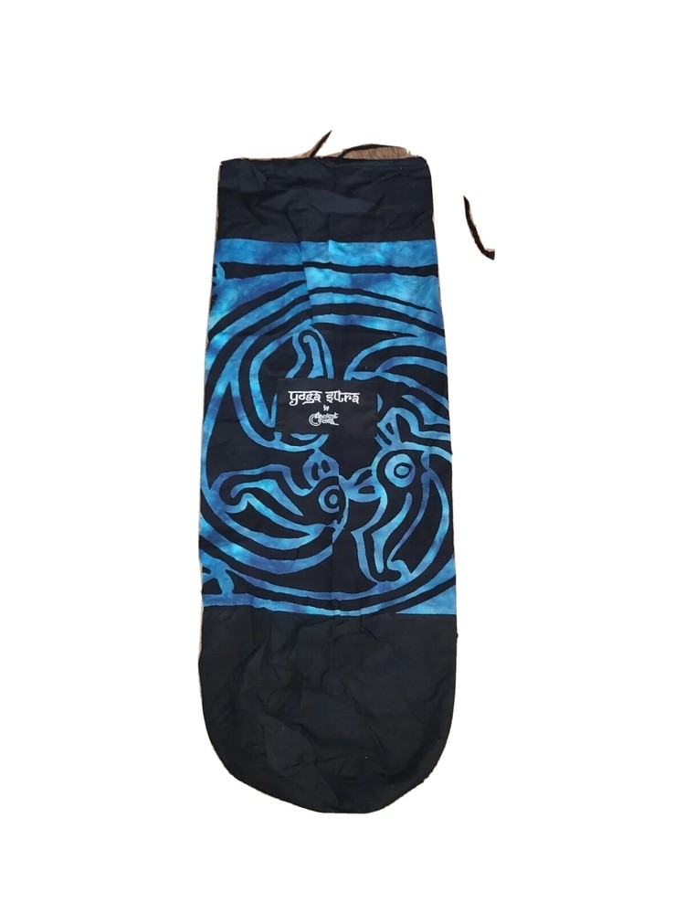Ancient Circles Draw String Yoga Mat Bag Blue Tie Dye Shoulder Strap