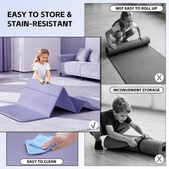 Foldable Yoga Mat, Extra Thick 10mm, 76″x26″Extra Long