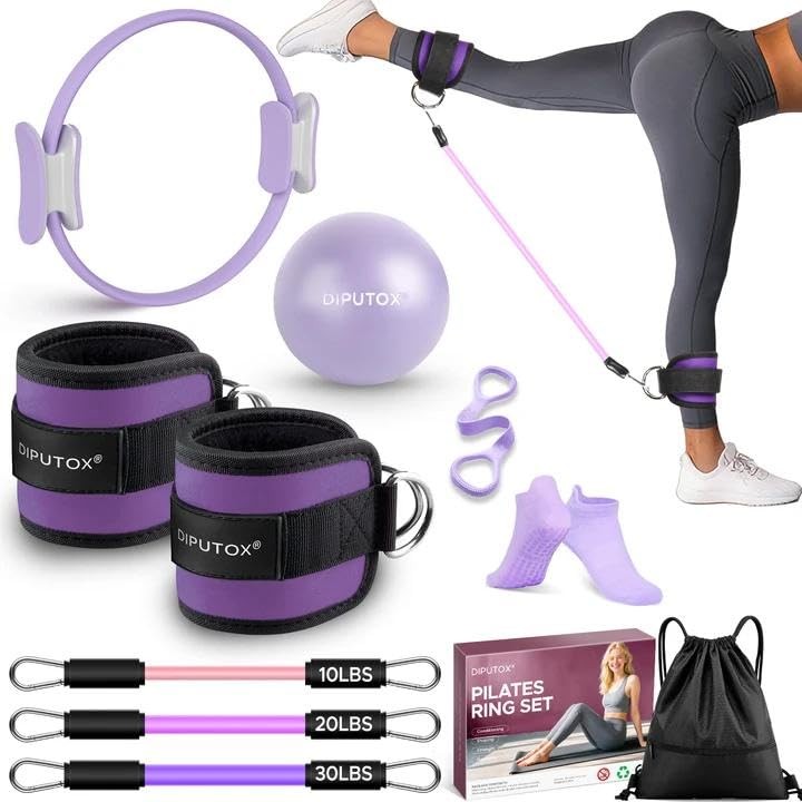 diputox Pilates Ring Kit for Women, 10 Count(Pack of 1), Violet