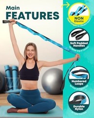 Non-Elastics Stretching Strap with Loops for Yoga, Physical Therapy & Flexibilit