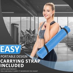 All Purpose 0.25 Inch Thick High Density No Tear Exercise Yoga Mat with Strap…