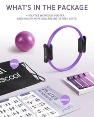LIONSCOOL Pilates Ring Set (Purple) – 14″ Anti-Deformation Magic Circle with …