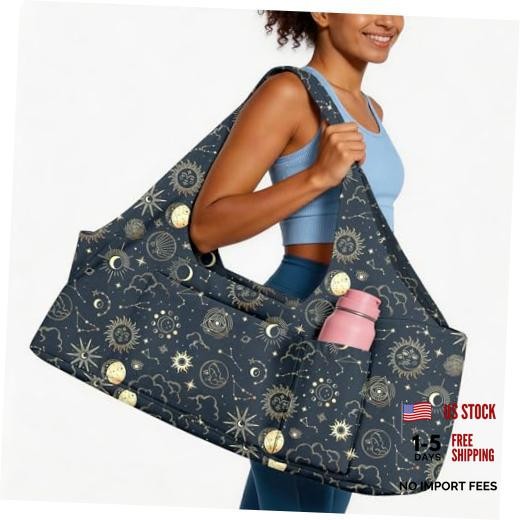 Women’s Yoga Bag with Yoga Mat Carrier – Large Mat Pocket Fitness Sun and Moon