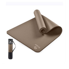 Gruper Extra Thick Non-Slip NBR Yoga Mat 72x24x0.4in Brown with Carry Bag