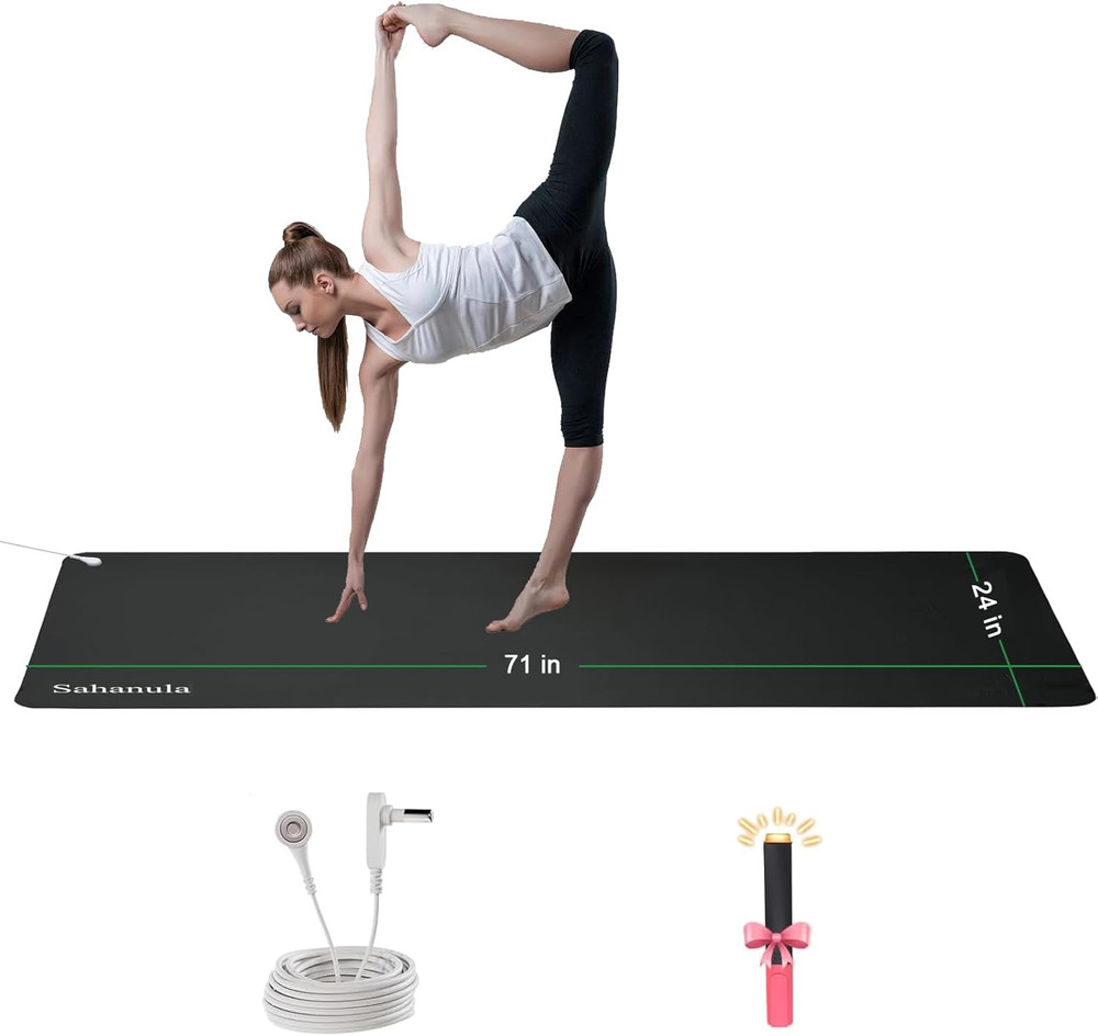 Enhanced Grounding Yoga Mat – 71″x24″ Non-Slip with 15ft Cord