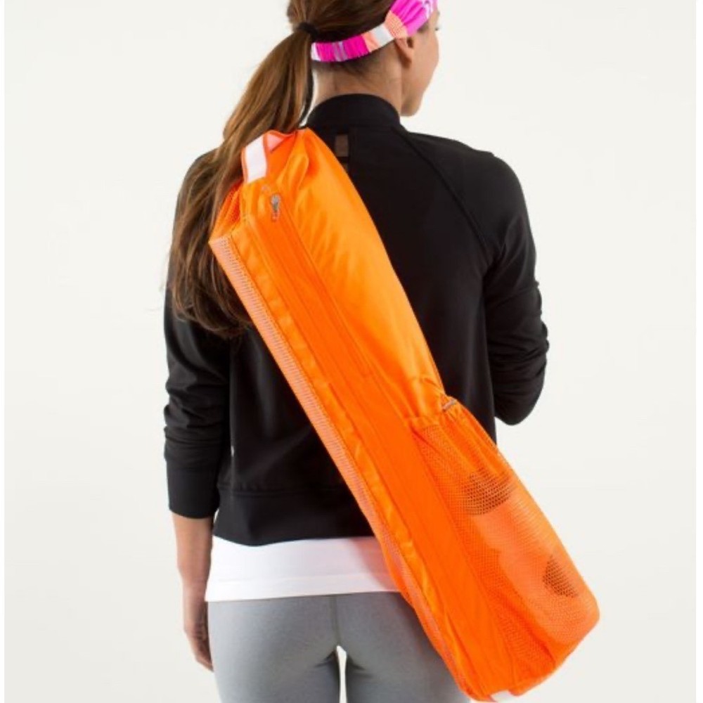 Lululemon Namaste Yoga Tote Mesh Yoga Mat Carrier Bag Pizzaz Neon Orange