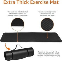 Premium 1/2-Inch Thick Yoga Mat with Convenient Carrying Straps