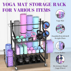 Yoga Mat Storage Racks,Home Gym Storage Rack for Dumbbells Kettlebells Foam Roll